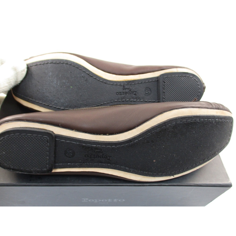 Repetto Ballet Flats 39/US size 8 Chocolate Brown Leather Square Toe French Chic - Picture 11 of 12